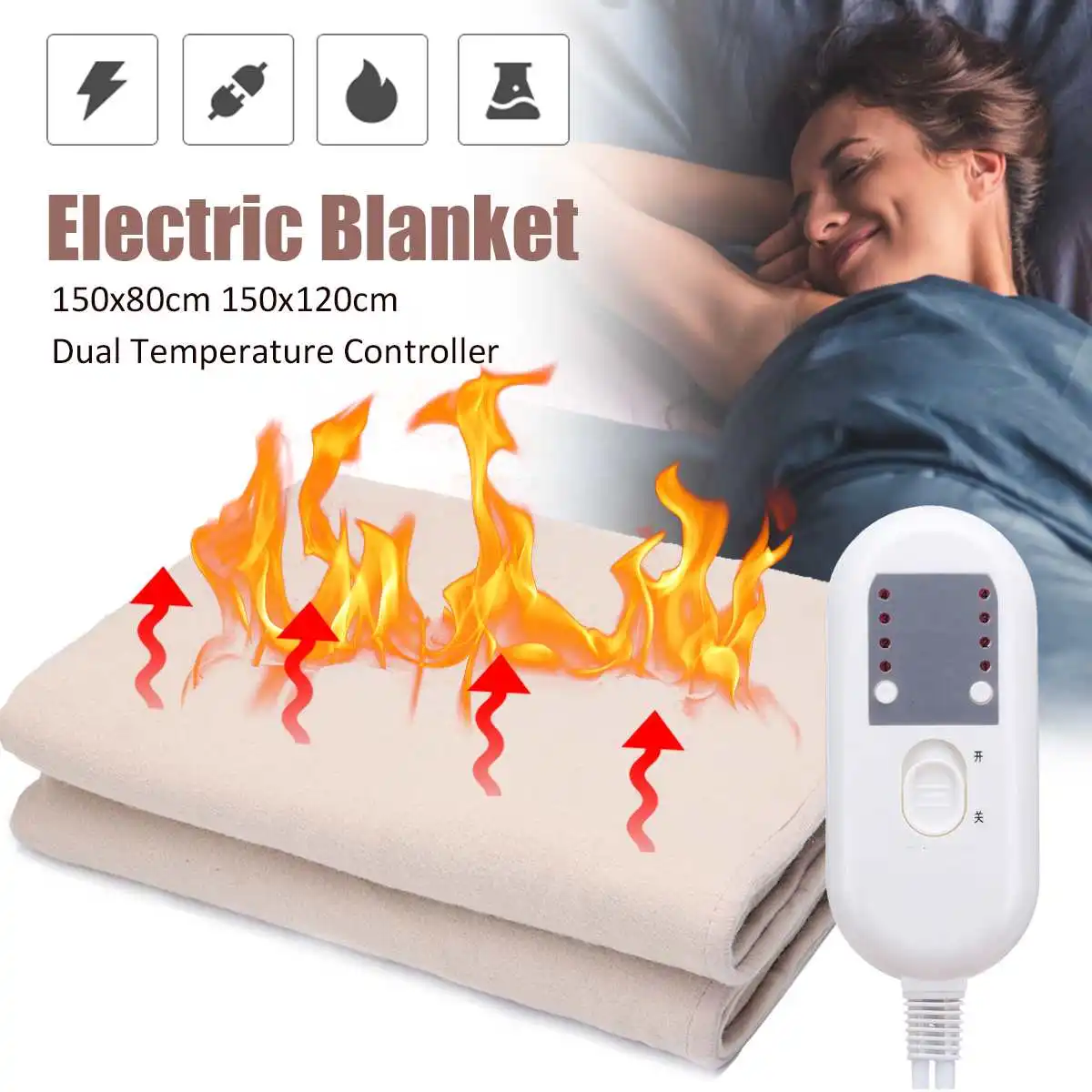 

Electric Heater Blanket Waterproof Heating Blanket 4gear Dual Temperature Timing Controller Household Heated Carpets Heating Mat