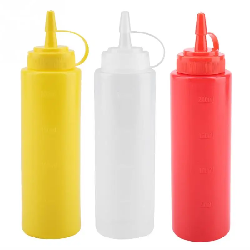 10pcs 240ml Kitchen Squeeze Bottle Condiment Dispenser for Sauce Oil