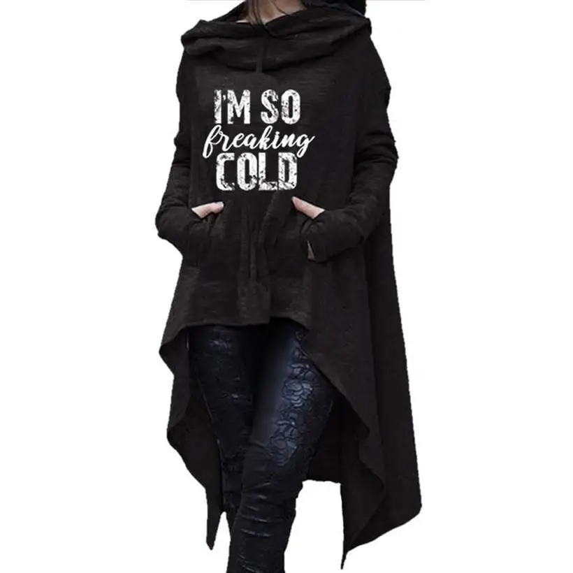 

For Women Faith Letters Print Long Irregular Sweatshirt Femmes Kawaii Hoodies Women Sweatshirts Cute Hoody Female Cotton