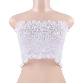 

Sexy Fashionable T-shirts Bandeau Women's Strapless Tube Crop Solid Top Off Shoulder Multiple Colors