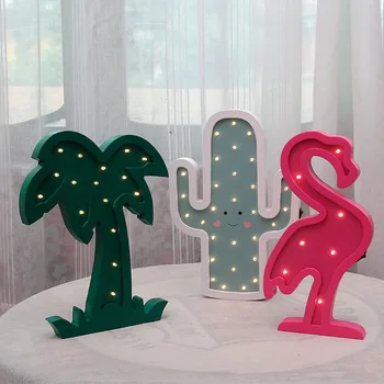 

INS Nordic Baby LED Small Night Light Children Room Originality Wooden Decorative Lights For New Year Gift Novel Valentine Decor