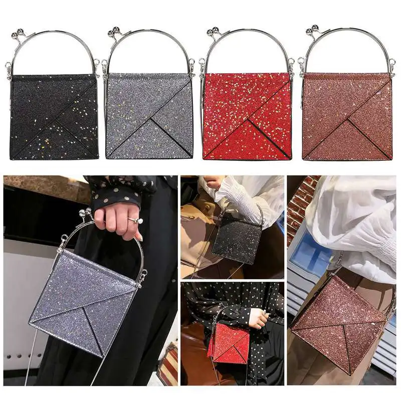 

2018 new sequins female bag small square package fashion wild shoulder diagonal chain small square bag sequins diagonal handba