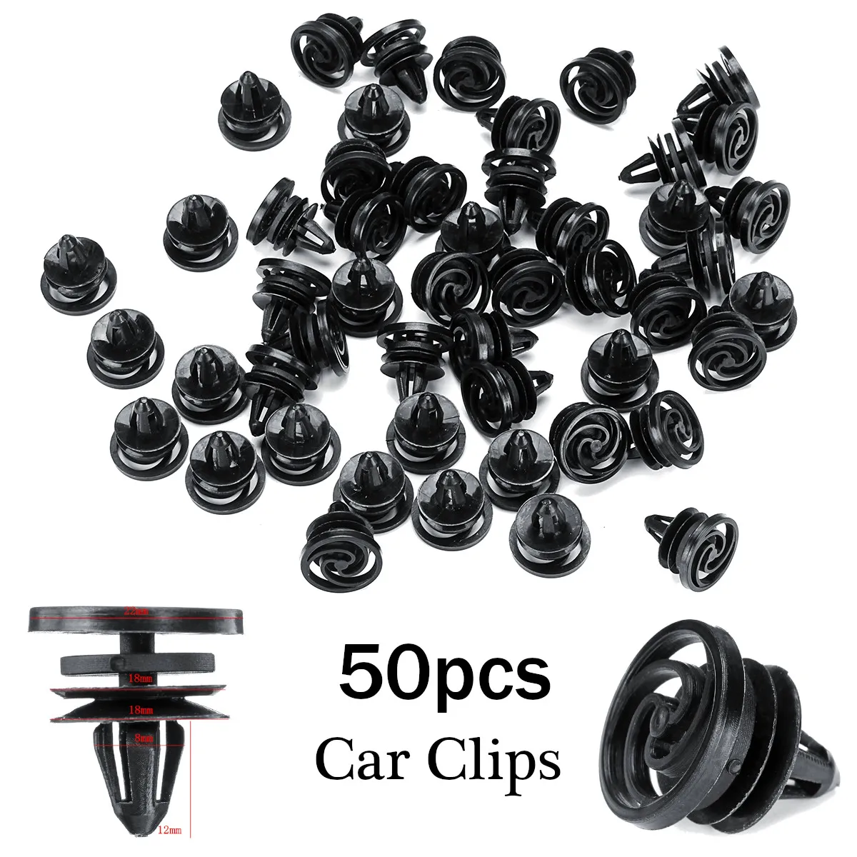 50pcs 8mm Car Door Trim Panel Fastener Clips Liner Fixed Clamps for
