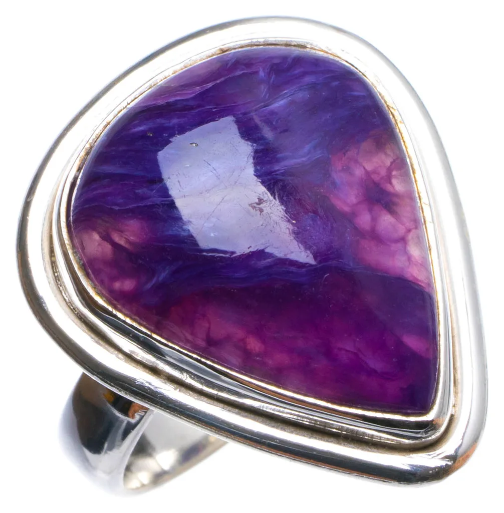 

Natural Charoite Handmade Unique 925 Sterling Silver Ring, US size 6 X2943
