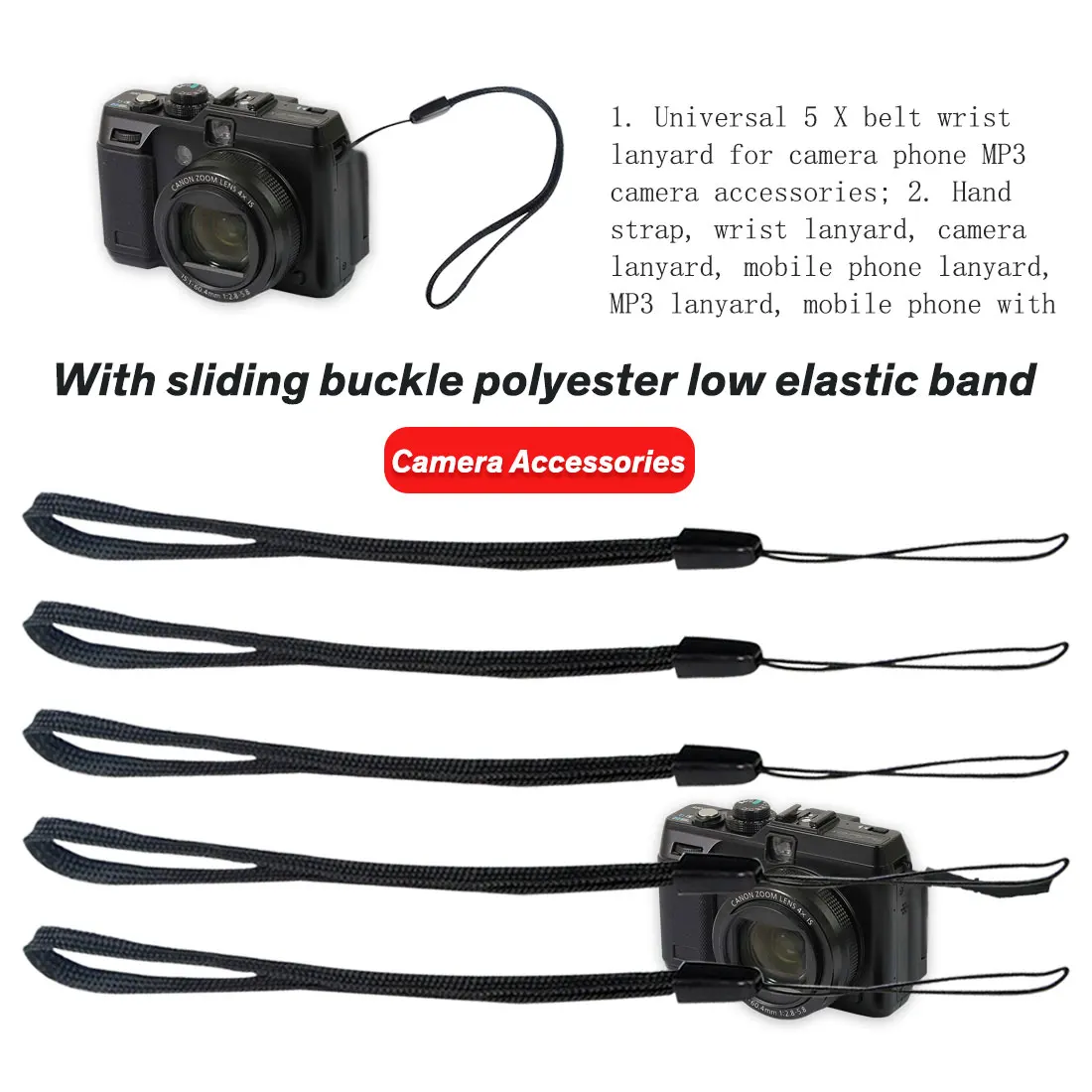 

General purpose 5 X Strap Hand Wrist Lanyard for Camera Phone MP3 Camera Accessories