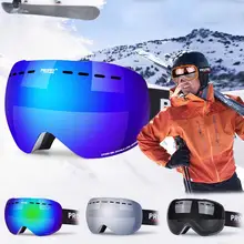 Go PRO лыжные очки зимние велосипедные стеклянные двухслойные сноубордические противотуманные сферические ветровые очки снегозащитные, зеркальные лыжные очки