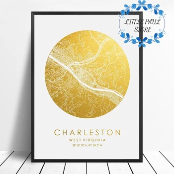 

Charleston USA City Map Modern watercolor Canvas Art Print Wall Pictures for Living Room No Frame