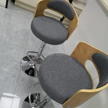 Юго-Восточной Азии стиль скандинавского дерева сзади льняные барные стулья стул для дома, бара Лифт стул вращающийся передний Рабочий Стол Стул высокого стула