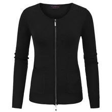 Осень весна Классический Тонкий вязаный свитер женский длинный рукав вырез лодочкой карман выдолбленный на молнии трикотаж кардиган свитер