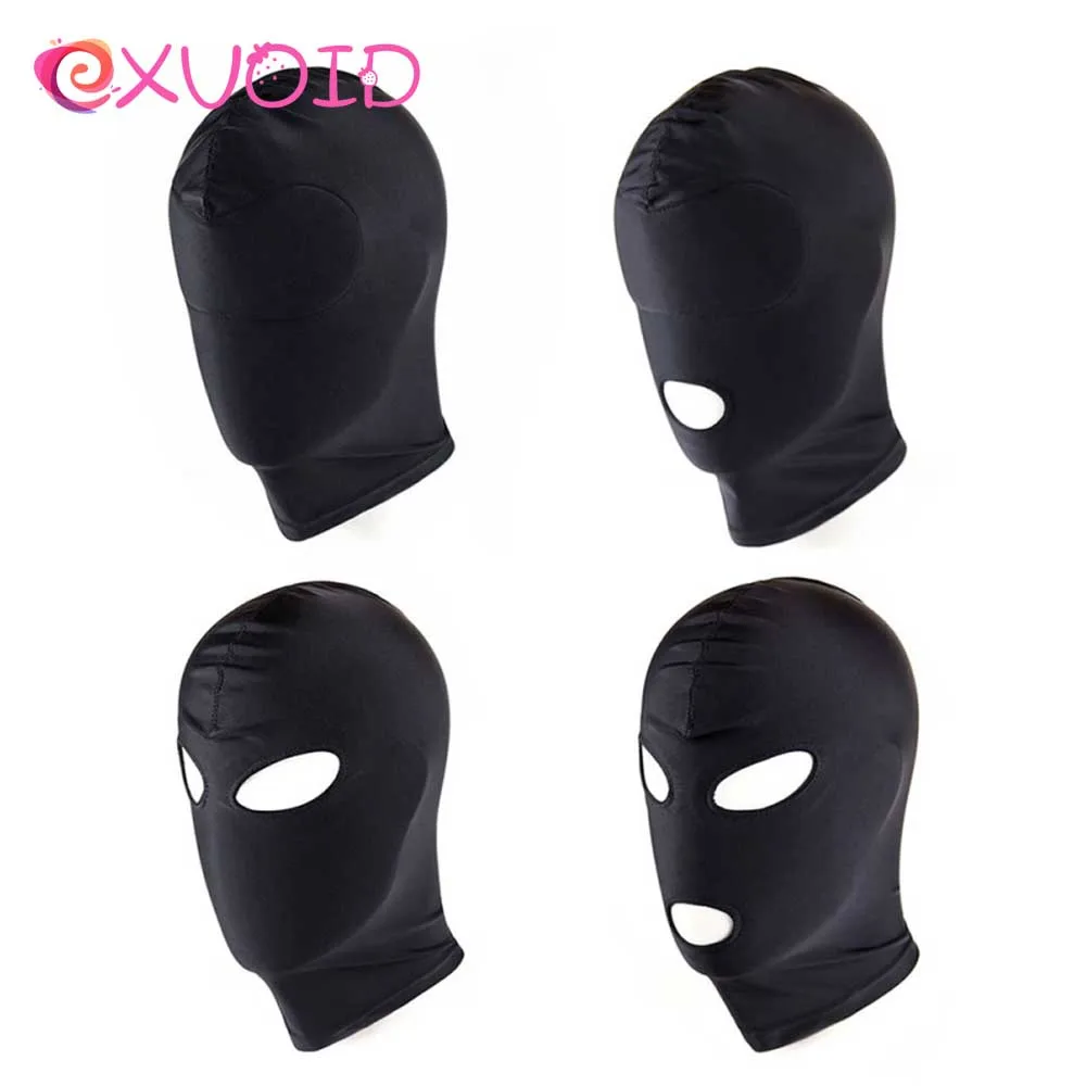Exvoid adultos brinquedos sexuais para casais sm, bondage, macio, sexy, cabeça, máscara, sexy, engrenagem erótica, brinquedos, preto, escravo retraente máscara do capuz