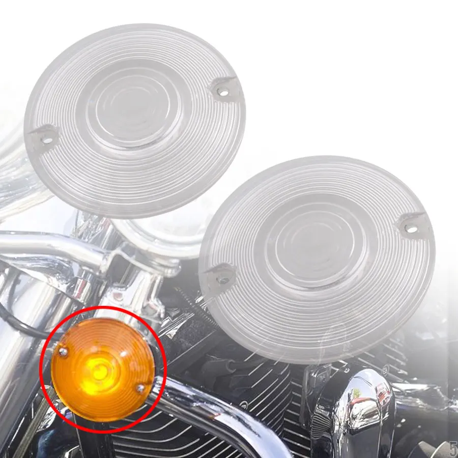 

Turn Signal Light Clear Lens Covers Fit For Glides Road King Touring 86-Up Harley 3 1/4" Flat Style Turn Signals Motorcycles
