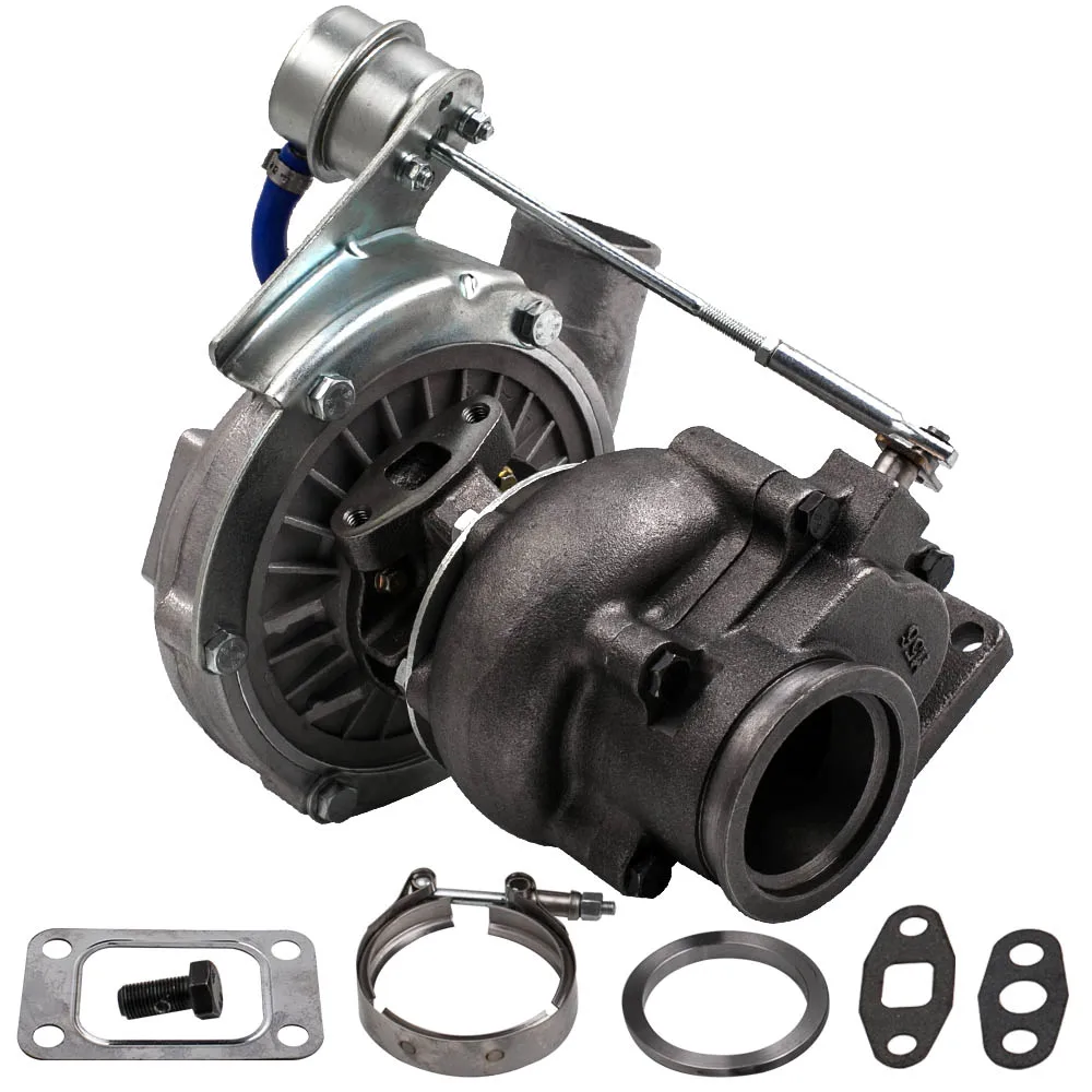 

T04E T3 T4 Turbo .63 A/R 44 Trim Universal Turbocharger Compressor Stage III Wastegate V Band Flange Oil Cold 420HP 2.0-3.5L