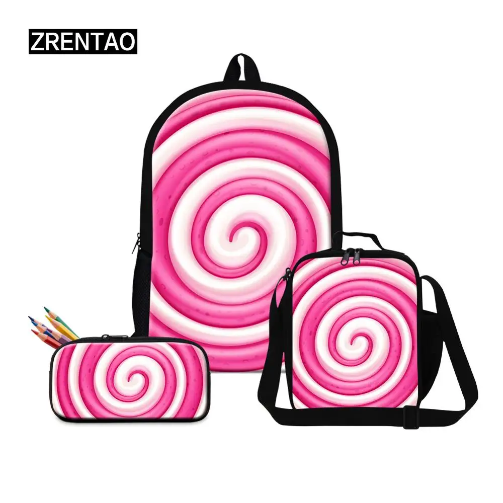 

Pink/Red Candy Children Canvas 3Pcs/set School Backpacks Primary Schoolbag Fashion Teenager Girl And Boys Rucksack Shoulder Bags