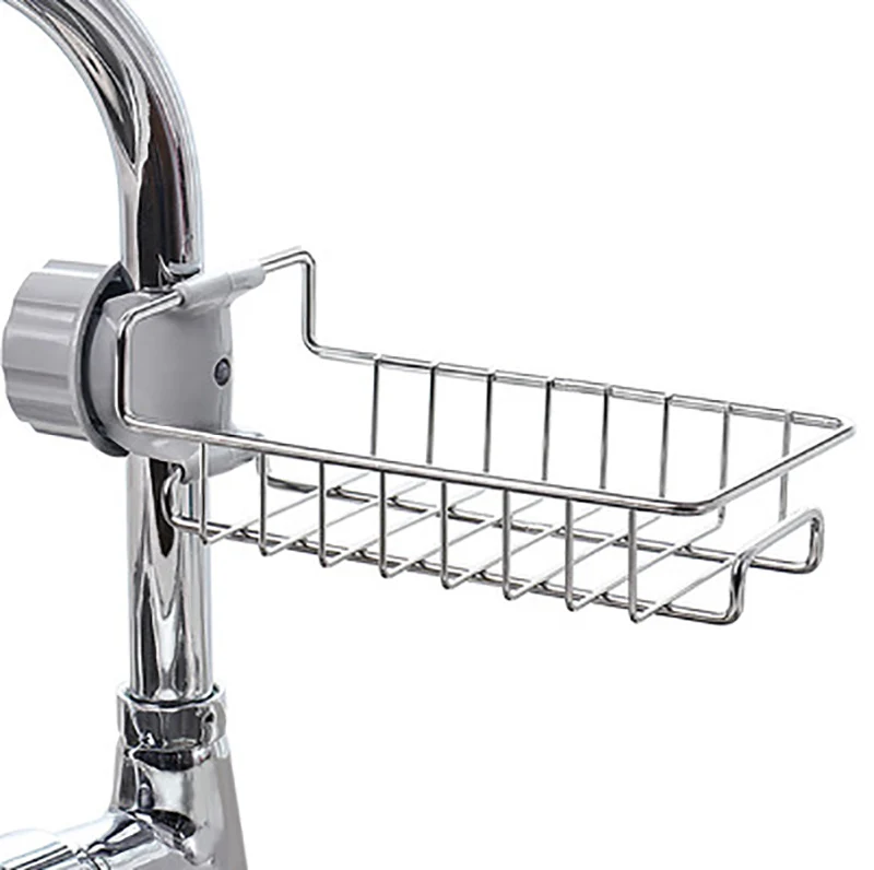 

Adjustable Faucet Drainage Shelf Stainless Steel Kitchen Sundries Storage Rack For Bathroom Soap Rag And Sponge Organize Holde