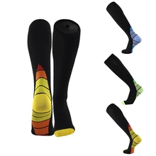 Компрессионные носки унисекс Мужские Женские Лучшие чулки градиентный пэчворк цвет для наружных бега фитнес восстановление быстро спортивные носки