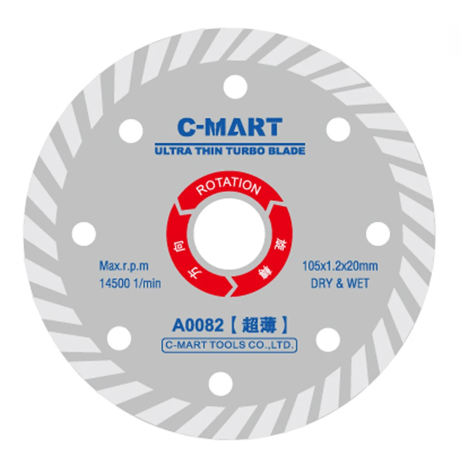 

C-Mart Tools 1pc 4Inch 105mm Diamond Hot Pressed Superthin Diamond Turbo Blade Ceramic Tile Granite Cutting Disc Diamond blade