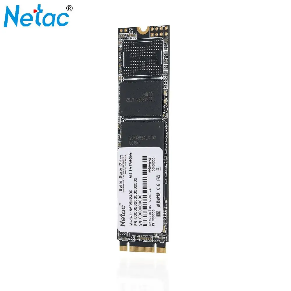 Твердотельный накопитель Netac N535N SSD M.2 2280 SATAIII 6 ГБ/сек. 120 ГБ PCIe Gen3 3D MLC/TLC NAND