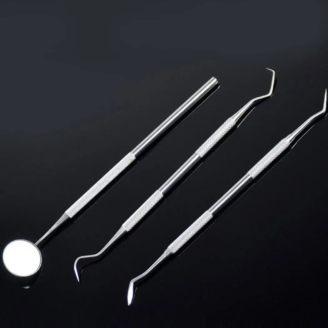 

3PCS Dentist Teeth Clean Explorer Probe China Hook Pick Mouth Silver Guard Mirror Dental Tool Casual
