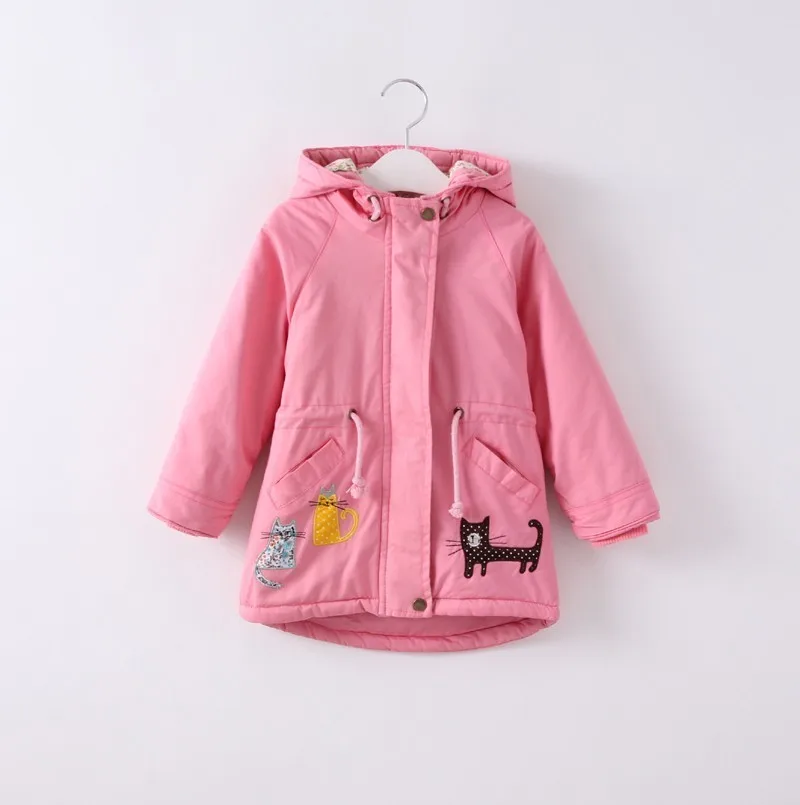 

spring girl pink jackets embroidery animal hooded girls outerwear coats kids jacket toddler baby outfit fashion children clothes