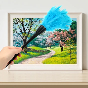 

Soft Turkey Feather Duster 4 Colors Household Home Cleaning Tools for Furniture Car Clean Long Handle Dust Brush