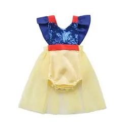 Для новорожденных для маленьких девочек Принцесса Тюль блесток комбинезон платье без рукавов пляжный вечерние нарядная Милая одежда от 0