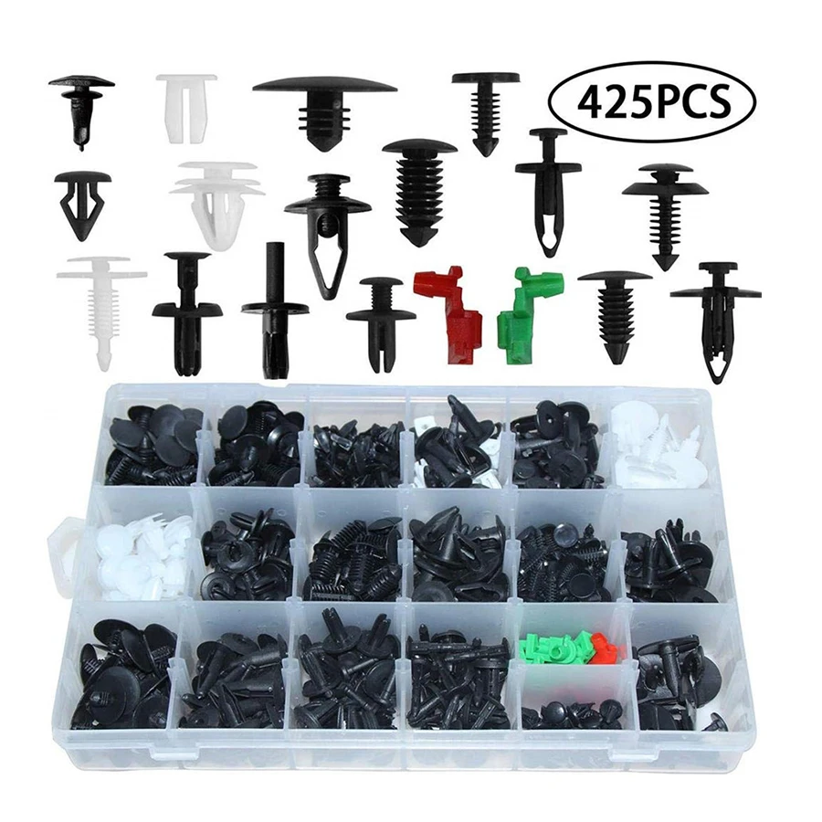 425PCS Mixed Auto Fastener Car Door Bumper Fender Liner Plastic Rivet Fixed Clips For Ford Chevrolet Fastener