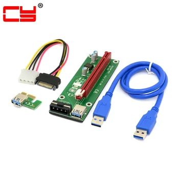 

Xiwai 20cm PCI-E 1x to 16x Mining Machine Enhanced Extender Riser Board Adapter with USB 3.0 Cable & SATA 15Pin-4Pin Power Cable