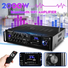 Amplificador HiFi potente de 2000W, 110V, 220V, bluetooth, 4ohm, potencia de Audio estéreo, PARA Karaoke + RC, compatible con 2 micrófonos, amplificador de potencia FM