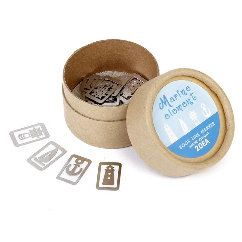 

Classic Silver 20 pcs / box 4 style Metal Markers souvenirs with box ocean ema