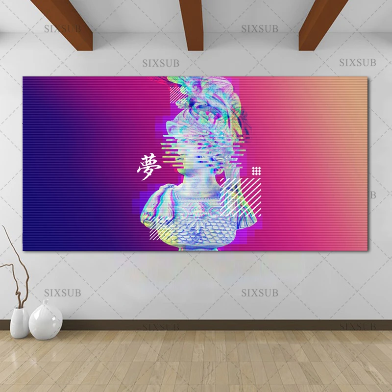 イラストピクセル アートアートワークグリッチ壁アートキャンバスポスター印刷キャンバス絵画装飾画像装飾 Painting Calligraphy Aliexpress