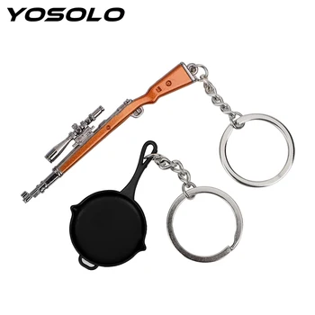

YOSOLO Car Keychains Game Fans Pan 98K Gun Alloy Keyring Key Ring Pedant Gift Car-styling Auto Key Chain Interior Accessories