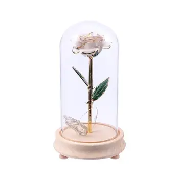 

1PC Romantic Decorative Exqiusite Enchanted Rose in a Glass Dome with Led Light Decoration Birthday Party Club Wedding