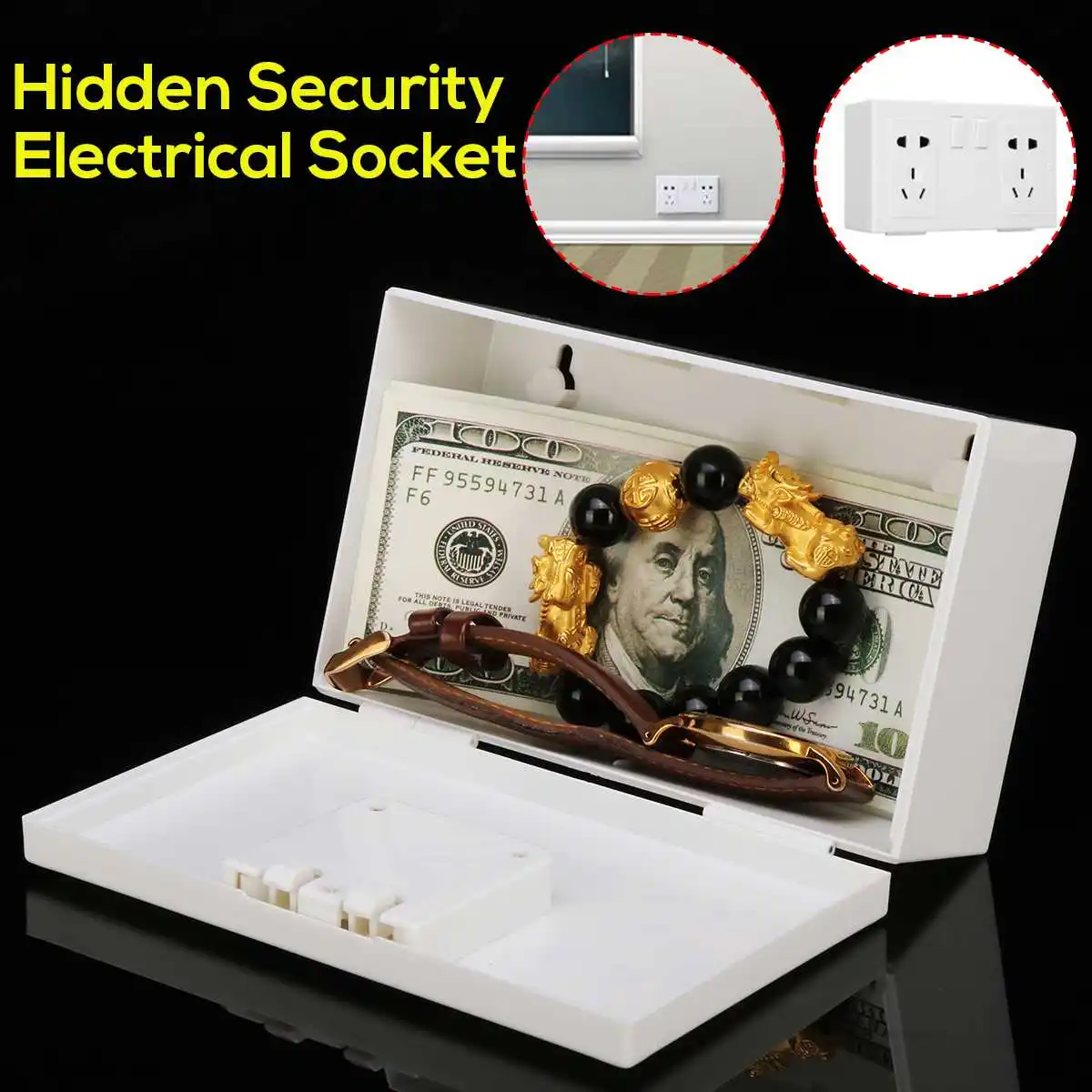 

Wall Socket Storage Box Organizer Safe Security Electrical Outlet Vault Secret Hide Valuables Storage Boxes