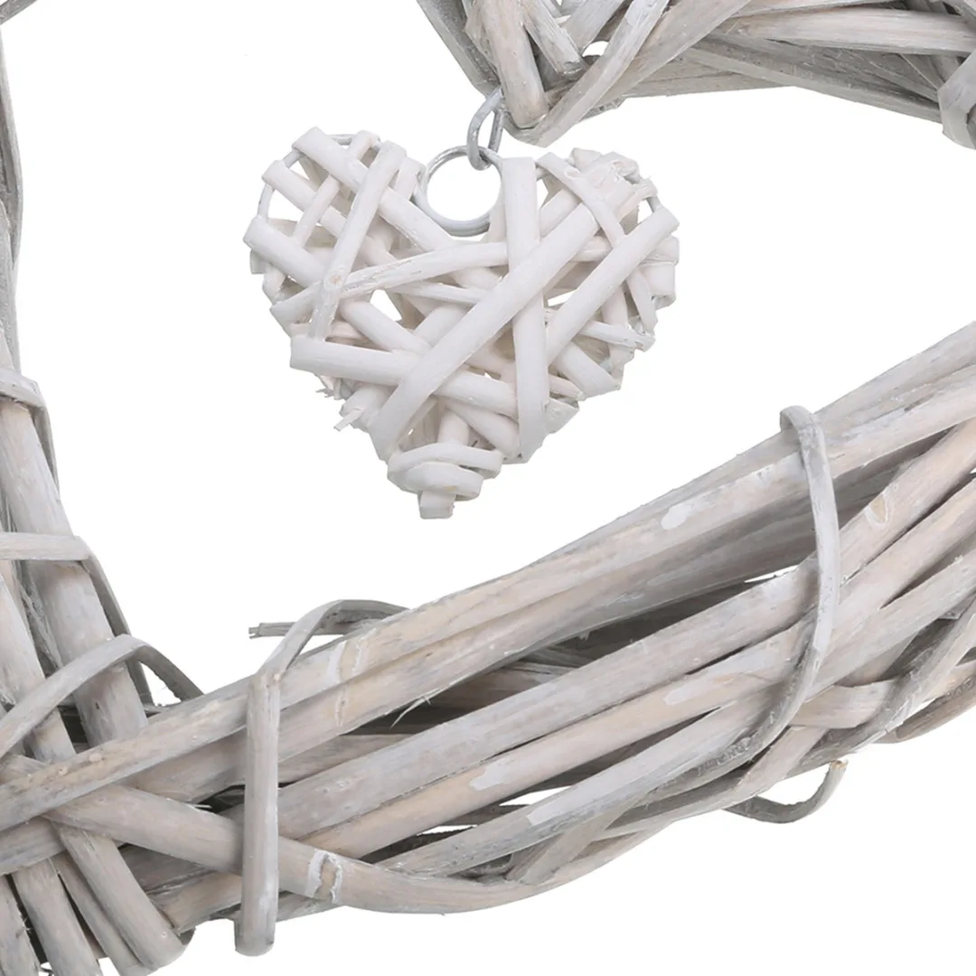 Chic Wicker Hanging Hearts Gray White Artificial Wreaths DIY Heart Wicker for Wedding Birthday Party Wall Hanging Decoration