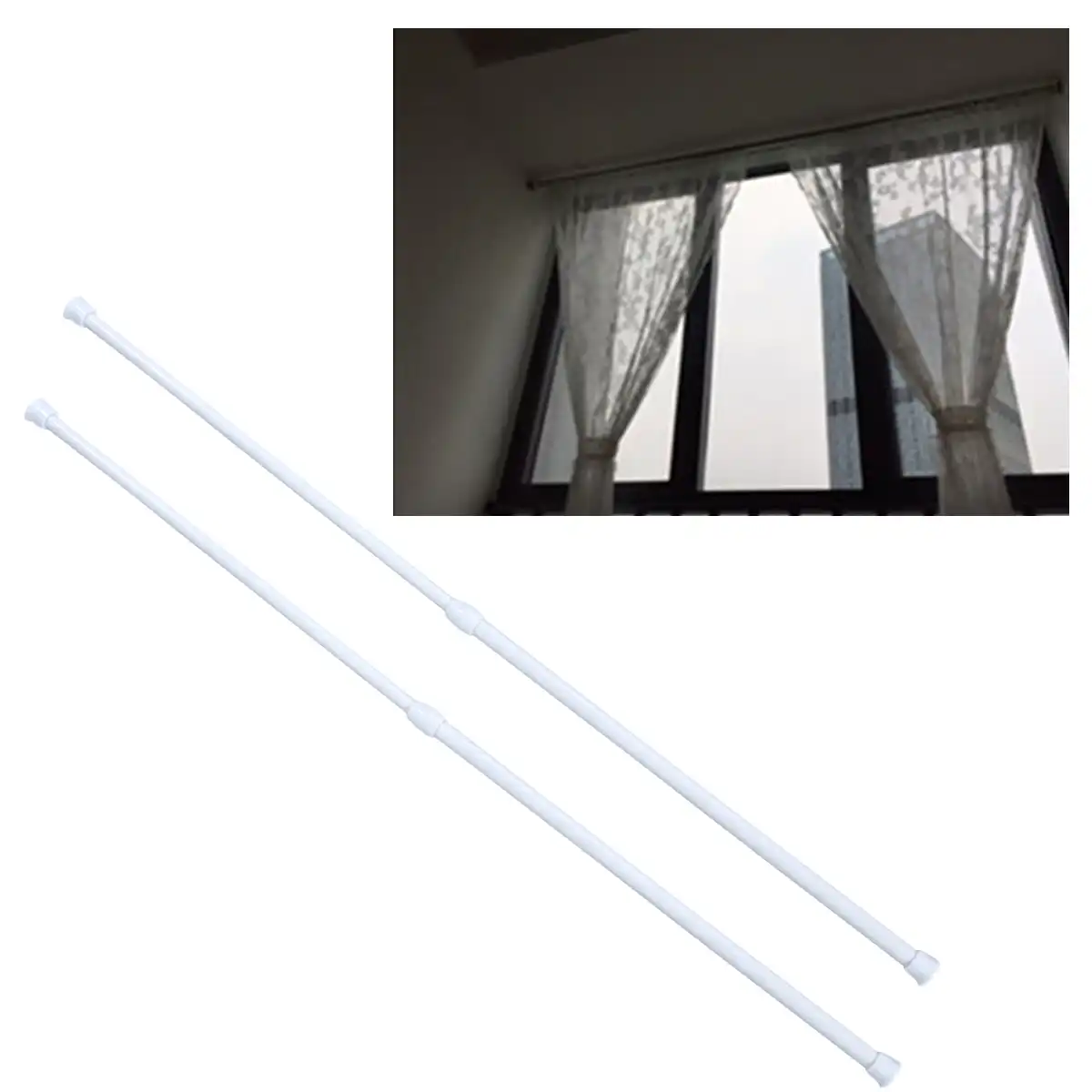 1pack Metal Shower Curtain Pole Rod Adjule Bathroom Bath 1pack Metal Shower Curtain Pole Rod