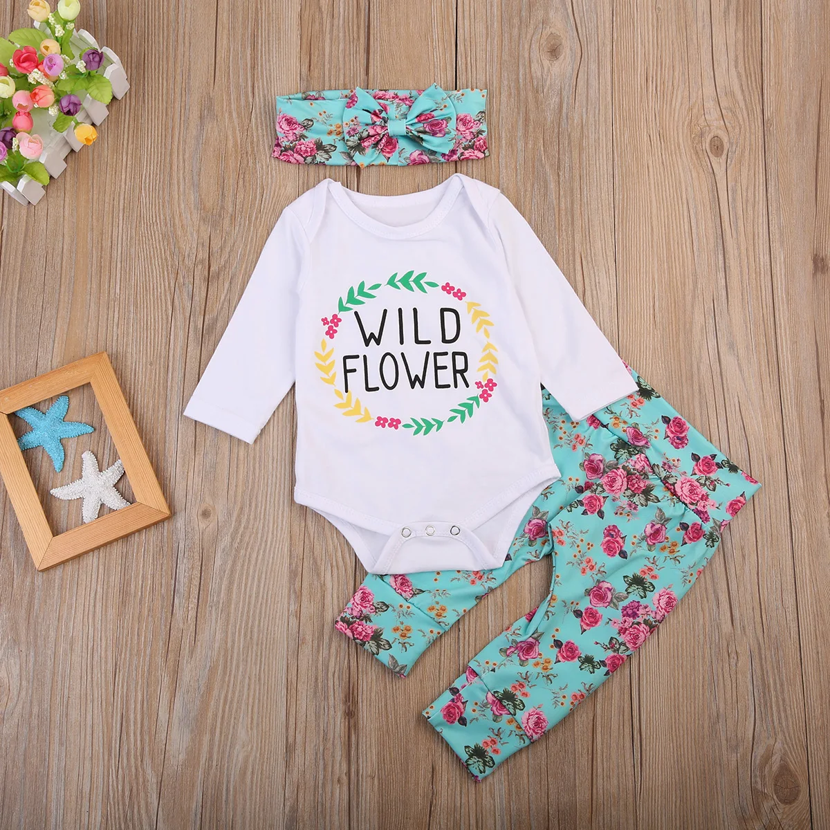 

Pudcoco Girl Set 0-24M 3PCS Infant Baby Girls Top Romper Floral Leggings Pants Outfits Cute Clothes Set
