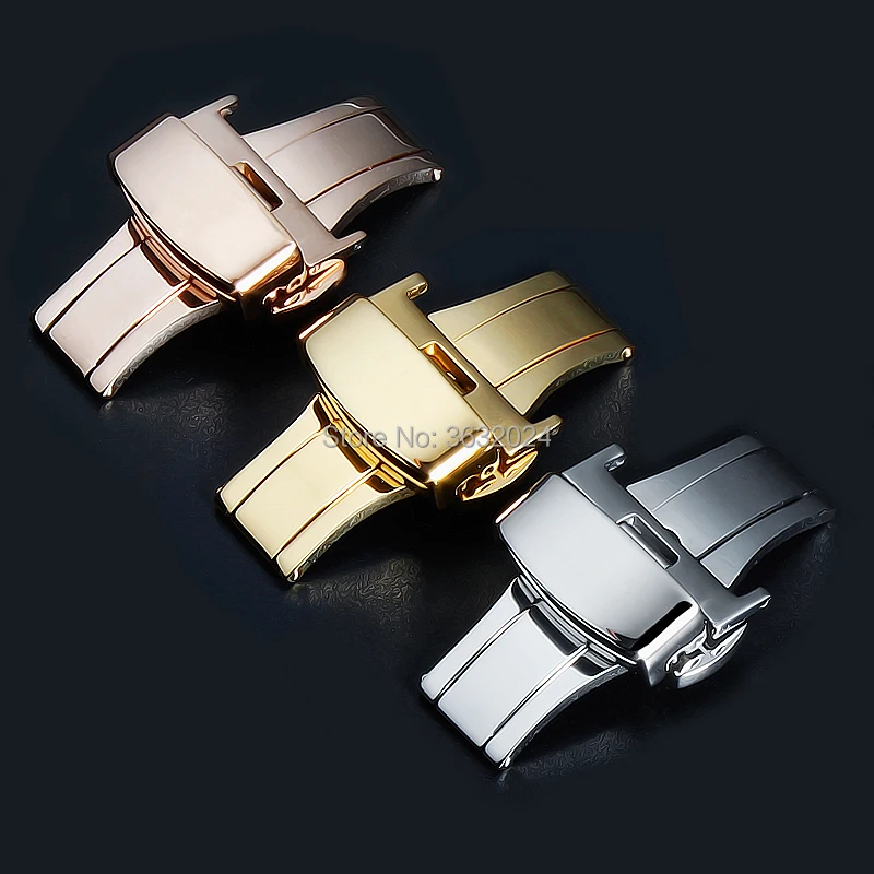 

Stainless Steel Solid Double Push Button Fold Watch Buckle Butterfly Deployment Clasp Watch Strap for Casio Rossini Citizen