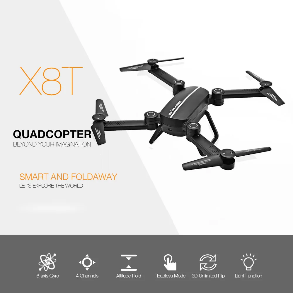 2018 Newest Mini Drone X8TW Foldable With Camera RC Quadcopter Hunter Drone 2.4G 4 Axis Rc Helicopter Toy Quadcopter VS XS809W