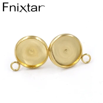 

Fnixtar Stainless Steel PVD Gold Color Blank Earring Base Settings Cabochon Base DIY Stud Earring Setting 12mm 100Piece/lot