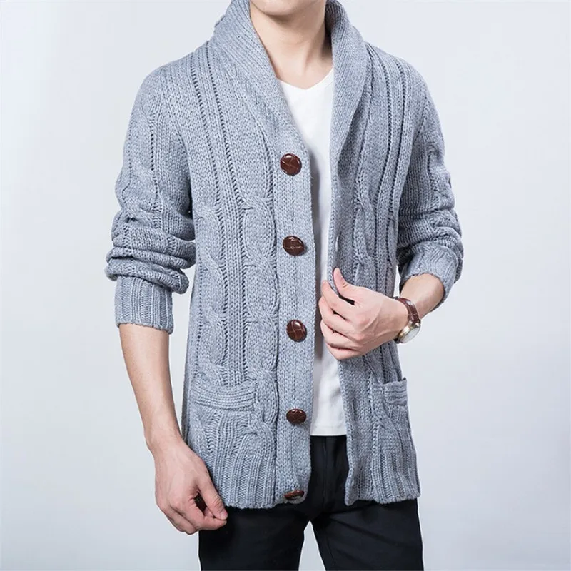 Big Size Thick Mens Knit Cardigan Sweaters 2018 Casual Turn down Collar ...