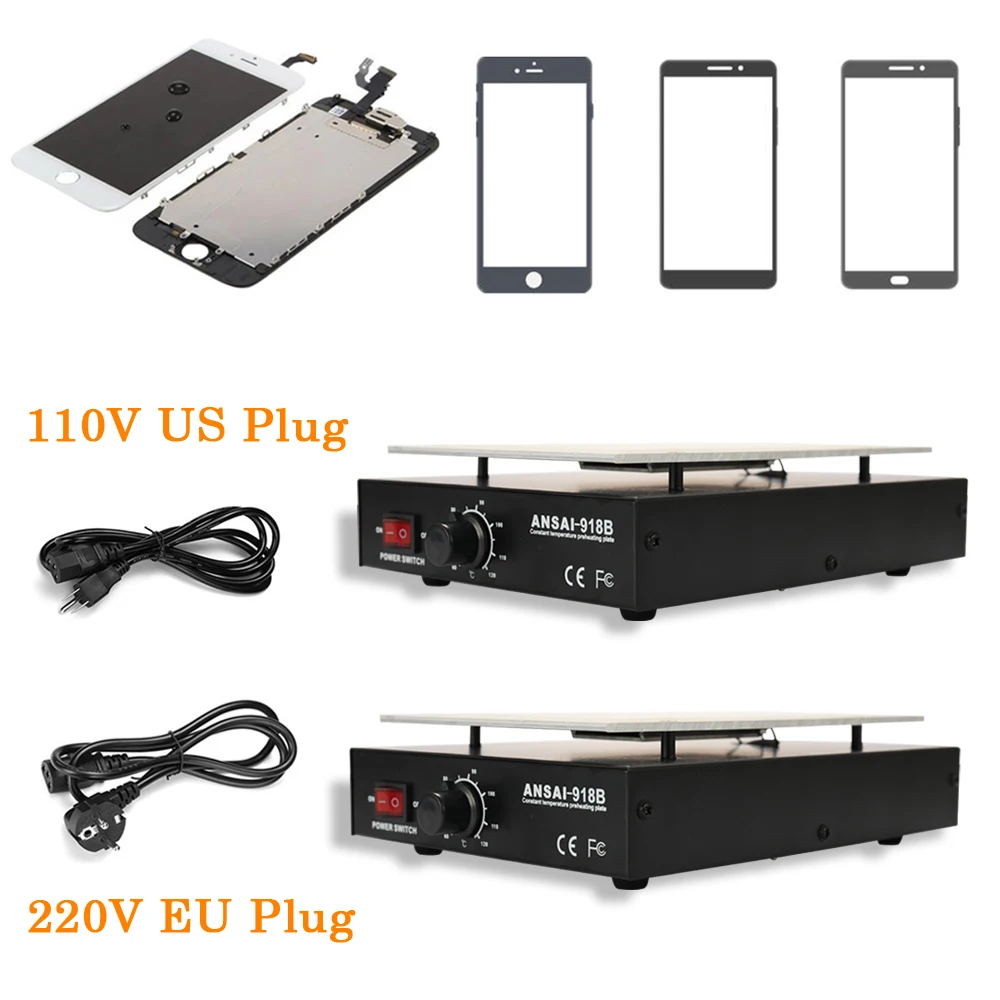 

LCD Screen Separator Heating Platform Plate Glass Removal Phone Repair Machine 110V US 220V EU Auto Heating Smooth Metal Plate