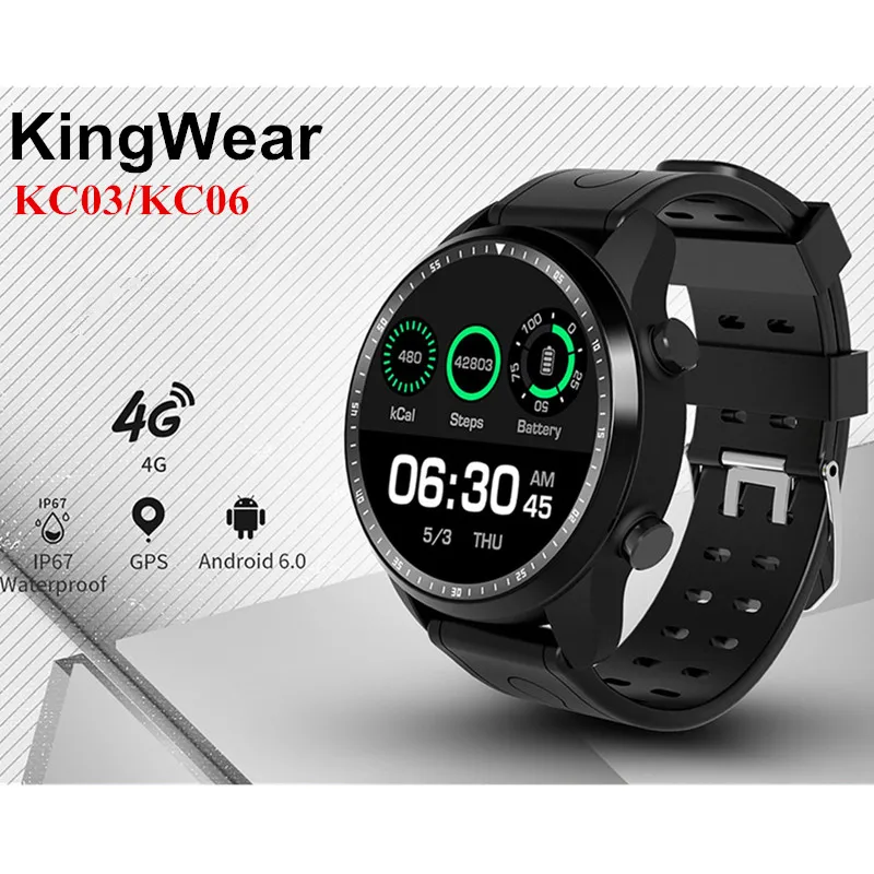 

KingWear KC03 / KC06 4G Smartwatch Phone 1.3inch Android 6.0 MTK 6737 1.2GHz 1GB RAM 16GB ROM 620mAh Built-In Smart Watch