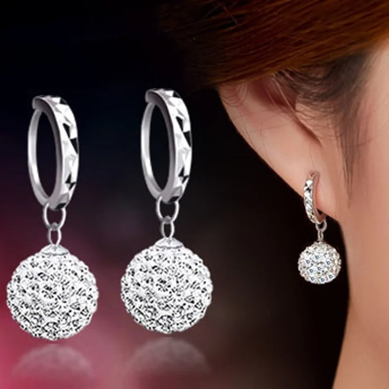 

Hot Women Crystal Earrings Jewelry Eardrop Accessories Fashion Flower Ball Gifts Bud Dangle Silver Rhinestone