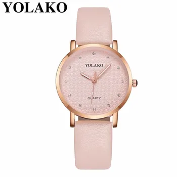 

YOLAKO Brand Ultra Thin Leather Watch Casual Fashion Quartz Clock Luxury Women Rhinestone Watch Relogio Feminino