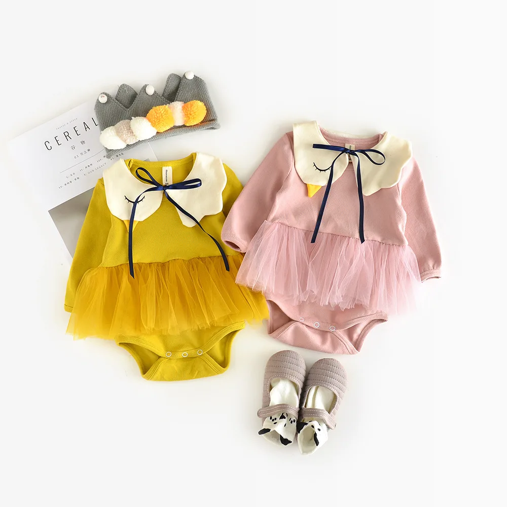 

INS Baby Clothing Small Swan Spelling Yarn Woman Baby Lin Tai Clothes Spring And Autumn Baby Kazakhstan Clothing