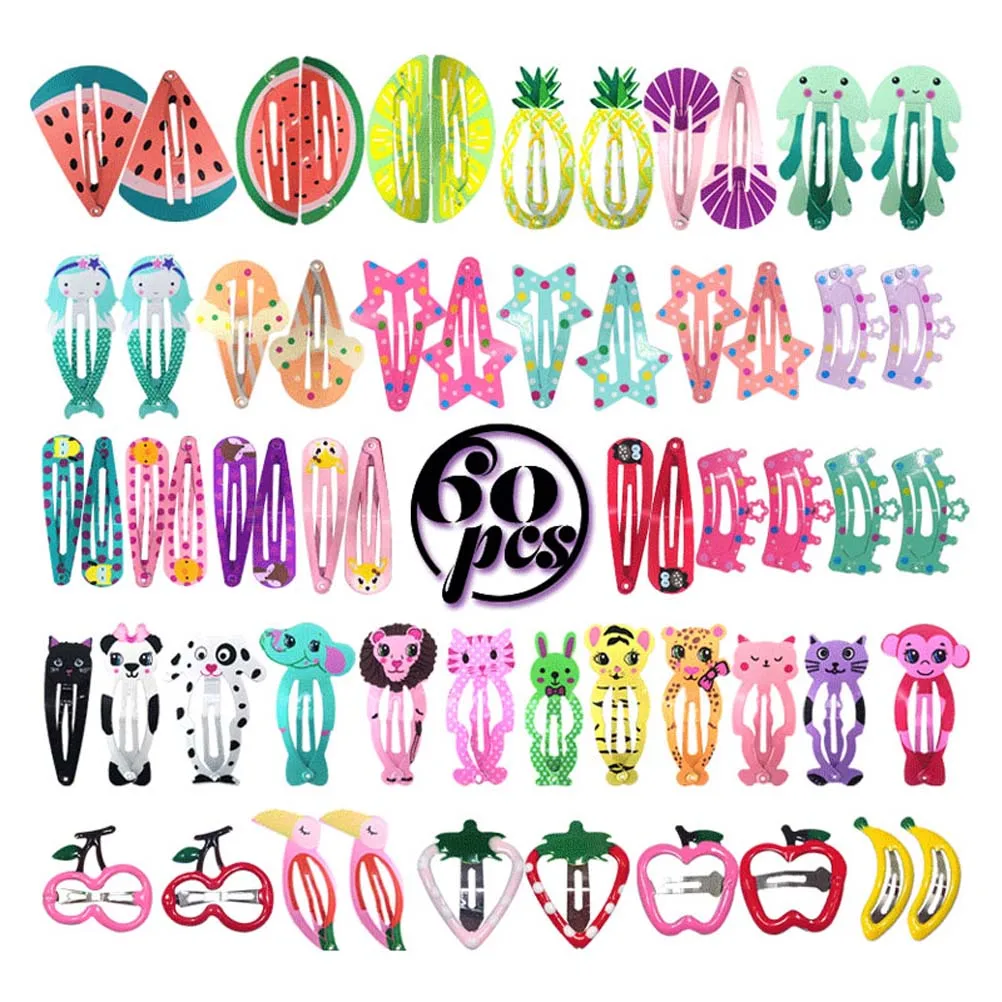 

60pcs Hair Clips Decorative Cute Printing Bobby Pin Hair Barrette Hair Pin Hair Accessories for Children Kids Baby Girls