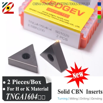 

EDGEV 2 Pieces Boron Nitride Solid CBN Inserts TNGA160404/08 TNMG160404/08 CNC Lathe Knife Turning Tools Super Hard Blade