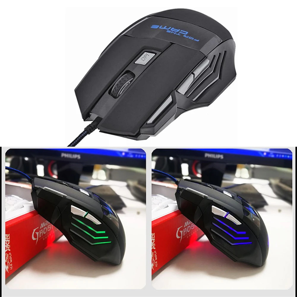 Professional Wired 7 Button 1000-5500 DPI adjustable Gaming Mouse LED Optical USB Wired Computer Game Mouse for LOL Dota