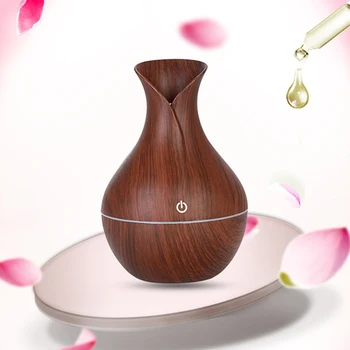 

Essential Humidifier Aroma Oil Diffuser Wood Grain Ultrasonic Wood Air Humidifier Usb Cool Mini Mist Maker Led Lights For Home