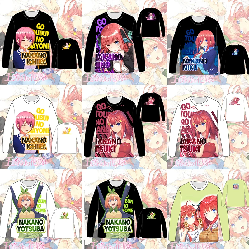 

Hot Anime Go-Toubun no Hanayome The Quintessential Quintuplets Men Tops Unisex Cosplay dress Long sleeve T shirt Tops Tees